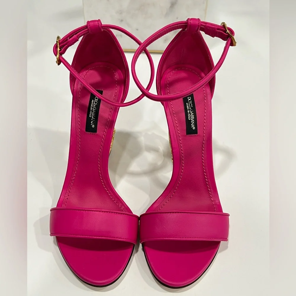 Dolce and Gabbana Nappa Sandals With Baroque DG Heeled sandals